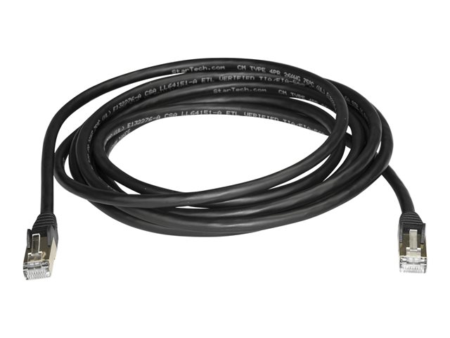 StarTech.com 3m CAT6A Ethernet Cable, 10 Gigabit Shielded Snagless RJ45 100W PoE Patch Cord, CAT 6A 10GbE STP Network Cable w/Strain Relief, Black, Fluke Tested/UL Certified Wiring/TIA - Category 6A - 26AWG (6ASPAT3MBK) - Patch cable - RJ-45 (M) to RJ-45 (M) - 3 m - STP - CAT 6a - snagless - black