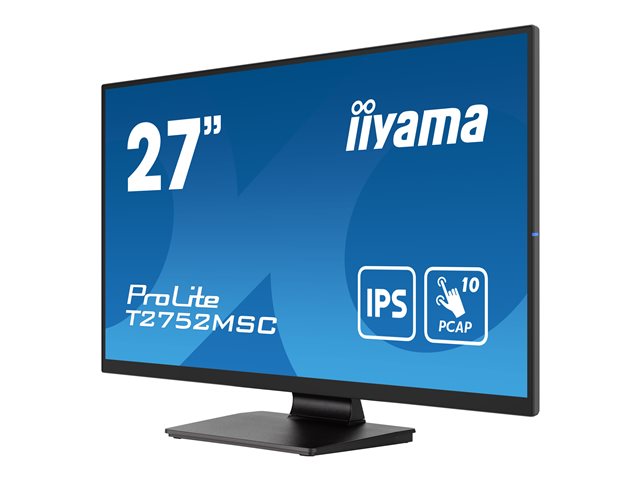 iiyama ProLite T2752MSC-B1 - LED monitor - 27\" - touchscreen - 1920 x 1080 Full HD (1080p) @ 60 Hz - IPS - 400 cd/m² - 1000:1 - 5 ms - HDMI, DisplayPort - speakers - black, matte