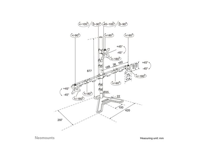 Neomounts NERO Triple monitor stand 10-32i
