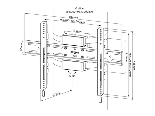 Neomounts WL30S-910BL16 - Mounting kit (mount) - fixed - for flat panel - lockable - black - screen size: 40\"-75\" - pillar