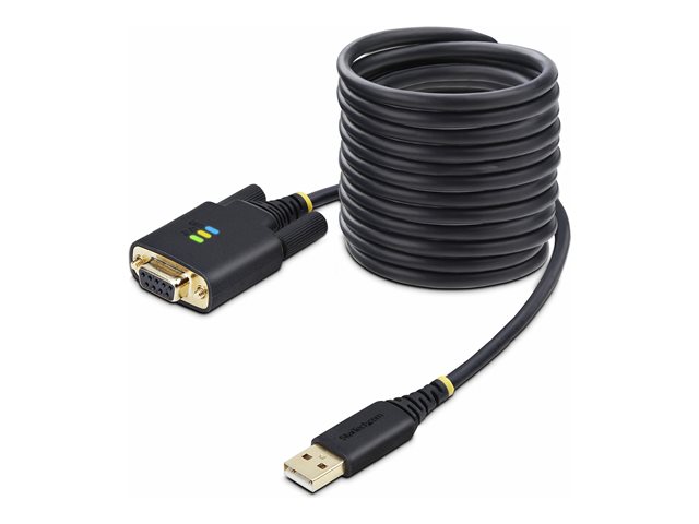 StarTech.com 10ft (3m) USB to Null Modem Serial Adapter Cable, Interchangeable DB9 Screws/Nuts, COM Retention, USB-A to RS232, FTDI, Level-4 ESD Protection, Windows/macOS/ChromeOS/Linux - Rugged TPE Construction (1P10FFCN-USB-SERIAL) - USB / serial c