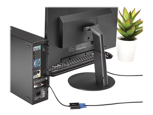 StarTech.com DisplayPort to VGA Display Adapter - 1080p 1920x1200 - Active DP to VGA (Male to Female) HD Video Converter for laptop/PC/Monitor (DP2VGA3) - Display adapter - DisplayPort (M) to HD-15 (VGA) (F) - 10 cm - active - black - for P/N: DK31C3HDPD, DK31C3HDPDUE, DKM30CHDPD, DKM30CHDPDUE, SV231QDPU34K, TB32DP14