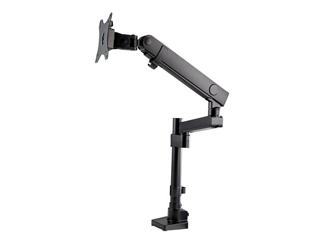 StarTech.com Desk Mount Monitor Arm with 2x USB 3.0 ports, Pole Mount Full Motion Single Arm Monitor Mount up to 17.6lbs/8kg VESA Display, Ergonomic Articulating Monitor Arm, Clamp/Grommet - Small Footprint Design (ARMPIVOT2USB3) - Mounting kit (articulating arm, desk clamp mount, grommet clamp) - for Monitor - heavy duty aluminium - black - screen size: 17\"-34\" - desk-mountable