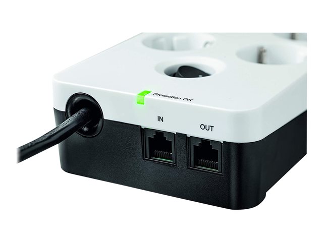 Eaton Protection Box 8 USB Tel@ Din - Surge protector - AC 220-250 V - 2500 Watt - output connectors: 8 - white