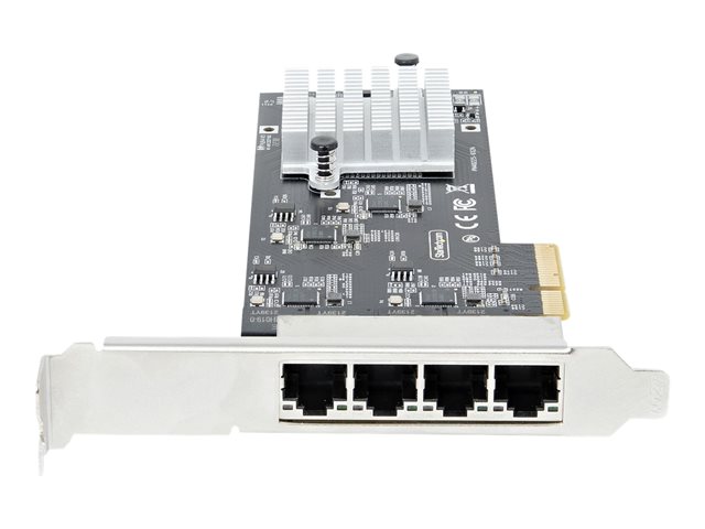 StarTech.com 4-Port 2.5Gbps NBASE-T PCIe Network Card, Intel I225-V Chip, Quad Port Computer Network Card, Multi-Gigabit NIC, PCI Express Server LAN Card, Desktop Ethernet Interface Card, PCI Express 2.0 (PR42GI-NETWORK-CARD) - Network adapter - PCIe 2.0 x4 - 10M/100M/1G/2.5 Gigabit Ethernet x 4 - black