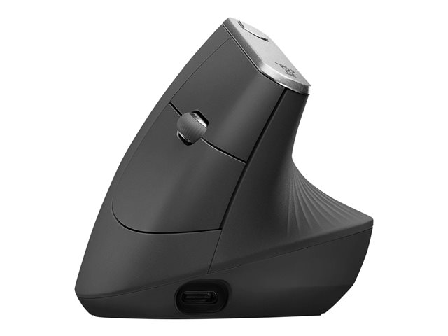 Logitech MX Vertical - Vertical mouse - ergonomic - optical - 6 buttons - wireless, wired - Bluetooth, 2.4 GHz - USB wireless receiver - graphite
