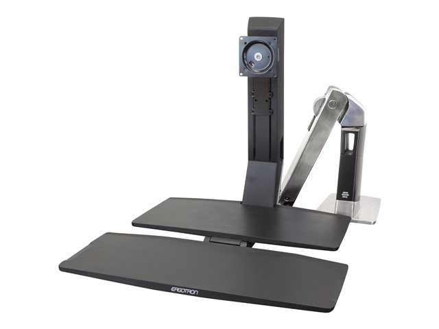 Ergotron WorkFit-A Single LD Workstation With Worksurface - Standing desk converter - polished aluminium, black