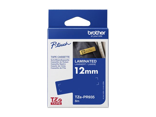 Brother TZe-PR935 - White print on premium glitter silver - Roll (1.2 cm x 8 m) 1 cassette(s) laminated tape - for P-Touch PT-E310BTVP, PT-P900Wc, P-Touch Cube Pro PT-P910BT