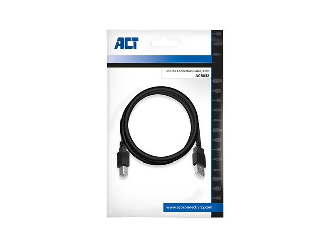 USB-kabel - USB (M) naar USB type B (M) - USB 2.0 - 1.8 m - zwart