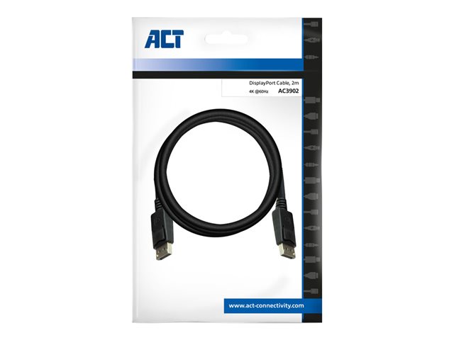 DisplayPort kabel - DisplayPort (M) naar DisplayPort (M) - DisplayPort 1.2 - 2 m - gevormd, ondersteunt 4K60Hz (3840 x 2160) - zwart
