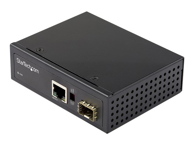 StarTech.com Industrial Fiber to Ethernet Media Converter, 1Gbps SFP to RJ45/ Cat6, Singlemode/Multimode Optical Fiber to Copper Gigabit Eternet Network, 12-56V DC, IP-30/ -40 to +75C - Fiber Media Converter (IMC1GSFP) - Fibre media converter - GigE - 1000Base-SX, 1000Base-T - RJ-45 / SFP (mini-GBIC)