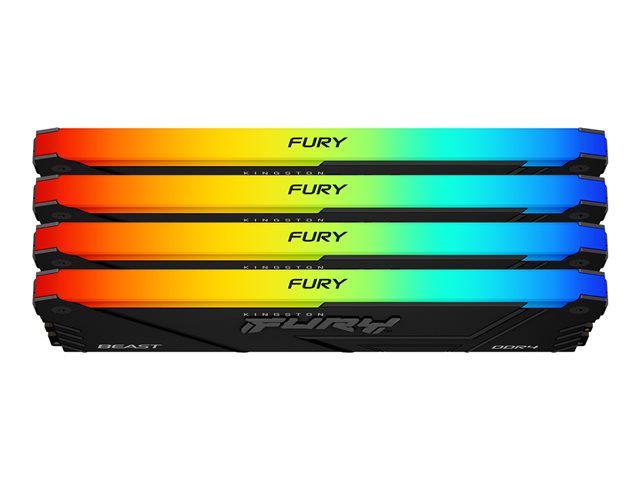 Kingston FURY Beast RGB - DDR4 - kit - 64 GB: 4 x 16 GB - DIMM 288-pin - 2666 MHz - CL16 - 1.2 V - unbuffered - on-die ECC - black