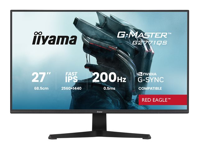 27\"WIDE LCD, G-Master Red Eagle, 2560 x 1440, QHD 200 Hz Fast IPS panel, LED Bl., 350 cd/m², 1200:1 Static Contrast, 80.000.000:1 ACR, Speakers, DisplayPort(G-SYNC Compatible, Max 200 Hz), HDMI(2x)(Max 144 Hz), 0,5ms(MPRT), Black Tuner