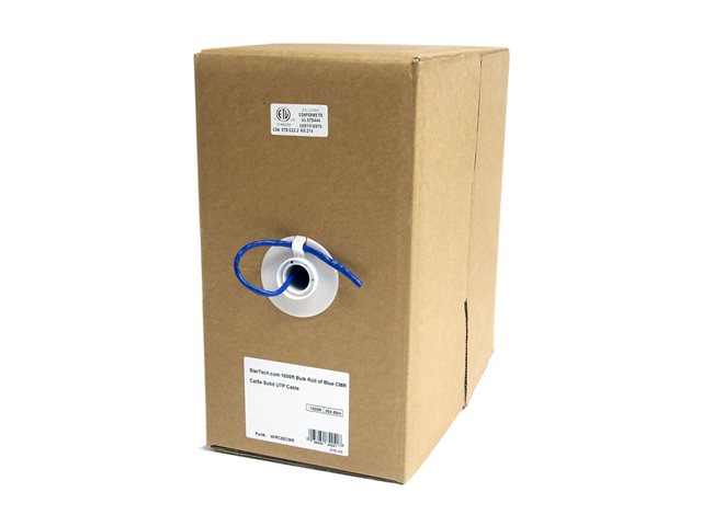 StarTech.com 1000ft CAT5e Ethernet Cable - Blue - Bulk Roll - Solid UTP Cable - CMR Rated - Box of CAT5e Network Wire Cable (WIRC5ECMR) - Bulk cable - 305 m - UTP - CAT 5e - solid - blue - for P/N: POEEXT2GAT, ST1000SPEXI, ST5GPEXNB, USB2001EXT2P, USB2001EXT2PNA, USB2001EXTV