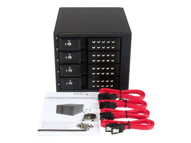 StarTech.com 4-Bay Mobile Rack Backplane - Trayless Hot Swap Mobile Rack Backplane for 3.5in SAS II/SATA III - 6 Gbps HDD (HSB4SATSASBA) - Storage mobile rack - 2.5\" - black