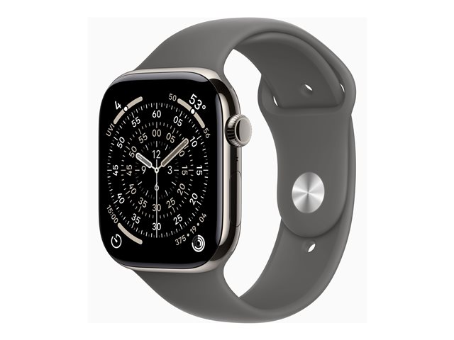 Apple Watch Series 11 GPS + Cellular 46mm Natural Titanium Case with Stone Grey Sport Band - M/L