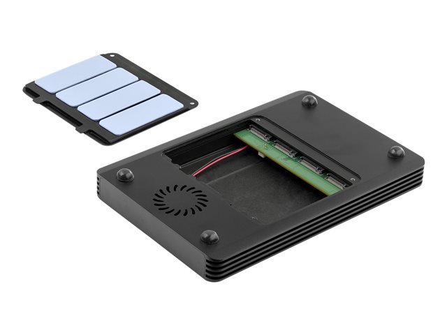 StarTech.com 4 Bay Thunderbolt 3 NVMe Enclosure, For M.2 NVMe Solid State Drives, 1x DisplayPort Video & 2x TB3 Downstream Ports, Up to 40Gbps, 72W Power Supply - 4 Bay M.2 SSD External Hard Drive Enclosure (M2E4BTB3) - Storage enclosure - M.2 - M.2 NVMe Card / PCIe (NVMe) - Thunderbolt 3 - black