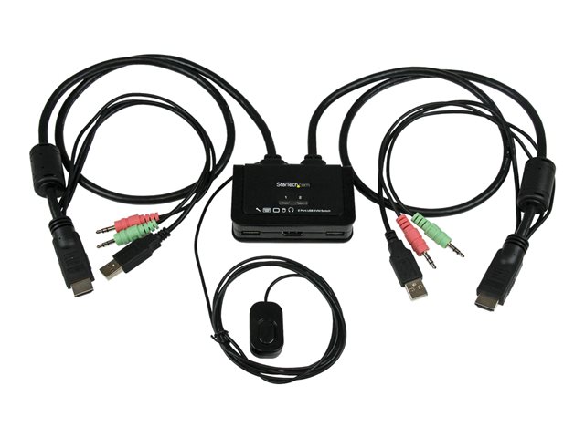 StarTech.com 2 Port USB HDMI Cable KVM Switch with Audio and Remote Switch - USB Powered KVM with HDMI - Dual Port HDMI KVM Switch (SV211HDUA) - KVM / audio switch - 2 x KVM / audio - 1 local user - desktop
