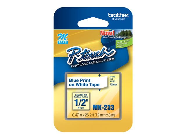 Brother M-K233BZ - Blue on white - Roll (1.2 cm x 8 m) 1 pcs. printer tape - for P-Touch PT-55, PT-55P, PT-65, PT-75, PT-90, PT-BB4