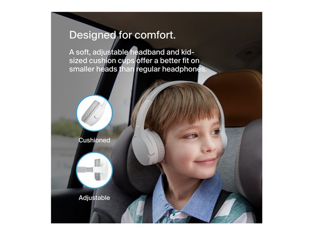 Belkin SoundForm Mini - Headphones with mic - on-ear - Bluetooth - wireless, wired - 3.5 mm jack - white