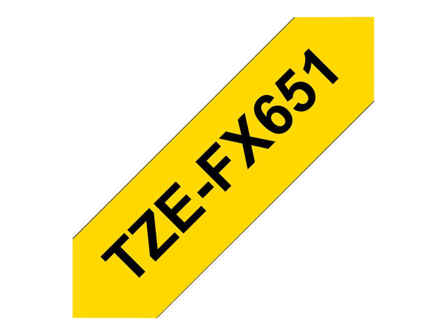 Brother TZe-FX651 - Black on yellow - Roll (2.4 cm x 8 m) 1 cassette(s) flexible tape - for Brother PT-D600, P-Touch PT-3600, D610, D800, E550, P750, P900, P950, P-Touch EDGE PT-P750