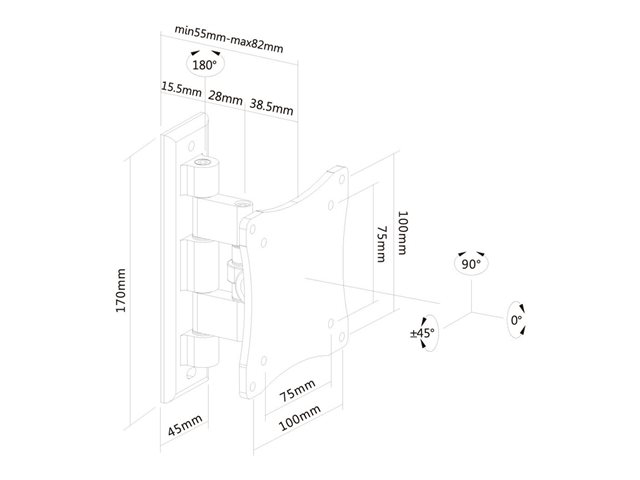 Neomounts FPMA-W810 - Bracket - full-motion - for LCD display - silver - screen size: 10\"-27\" - wall-mountable
