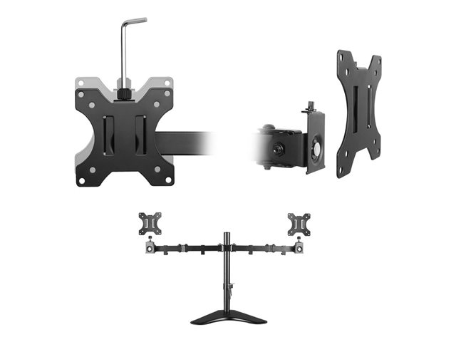 ACT - Stand - voor 2 LCD- / plasma-panelen - plastic, aluminium, staal - zwart - schermgrootte: 13\"-32\" - desktop
