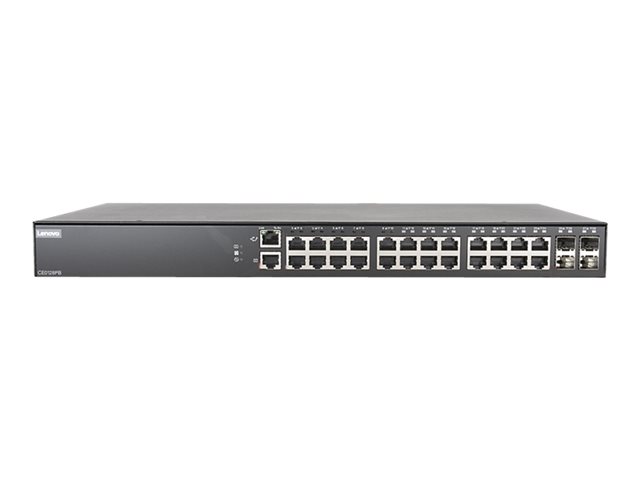 Lenovo CE0128PB 7Z34 - Switch - L3 - Managed - 24 x 100/1000/10000 + 4 x 1 Gigabit / 10 Gigabit SFP+ - side to side airflow - rack-mountable - PoE+ (185 W) - for ThinkAgile HX3721 Certified Node 7Y88