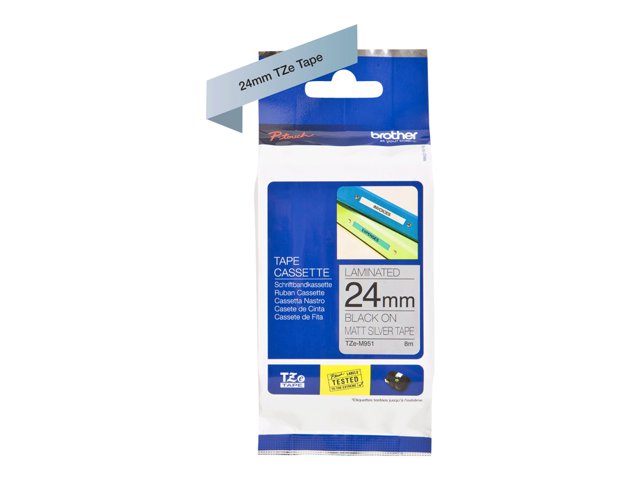 Brother TZe-M951 - Black on matte silver - Roll (2.4 cm x 8 m) 1 cassette(s) laminated tape - for Brother PT-D600, P-Touch PT-D800, P900, P950, P-Touch Cube Plus PT-P710