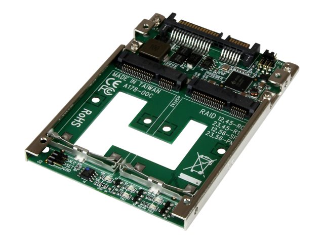 StarTech.com Dual mSATA SSD to 2.5\" SATA RAID Adapter Converter - 2x mSATA SSD to 2.5in SATA Adapter with RAID and 7mm Open Frame Housing (25SAT22MSAT) - Storage controller - 2 Channel - mSATA - RAID RAID 0, 1, JBOD, BIG - SATA 6Gb/s - for P/N: BRACKET125PT, BRACKET125PTP, BRACKET225PT, BRACKET425F