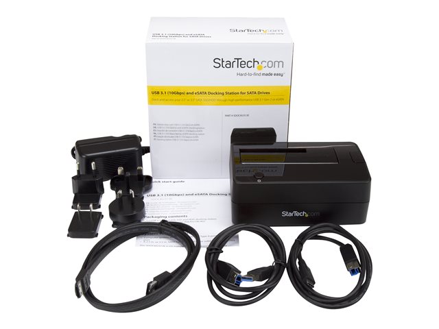 StarTech.com USB 3.1/eSATA Drive Docking Station for 2.5\"/3.5\" SATA Drives - External USB 3.1 (10Gbps) Hard Drive Dock w/ UASP (SDOCKU313E) - HDD docking station - bays: 1 - 2.5\", 3.5\" - SATA 6Gb/s - eSATA, USB 3.1 (Gen 2) - black