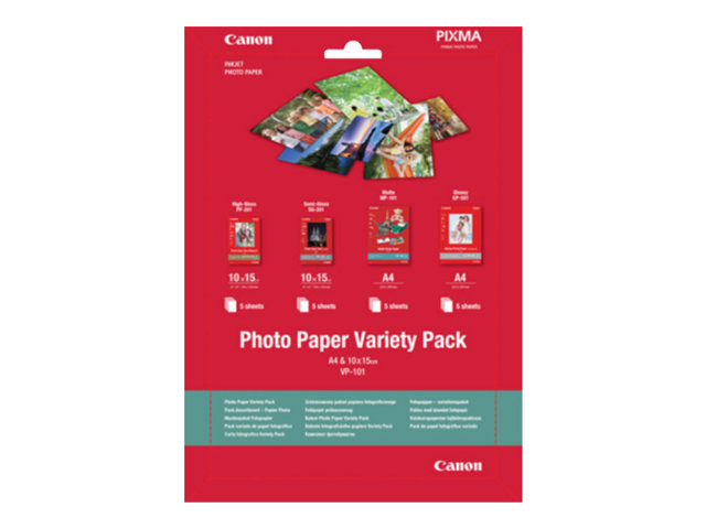 Canon Variety Pack VP-101 - 20 sheet(s) photo paper kit - for PIXMA MG2550, MG3550, MG3650, MG5750, MG5751, MG6450, MG6850, MG7150, MG7750, MG7751