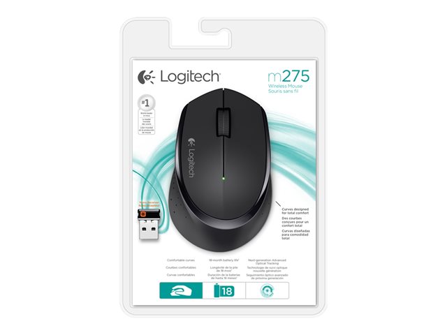 Logitech M280 - Mouse - right-handed - optical - 3 buttons - wireless - 2.4 GHz - USB wireless receiver - black