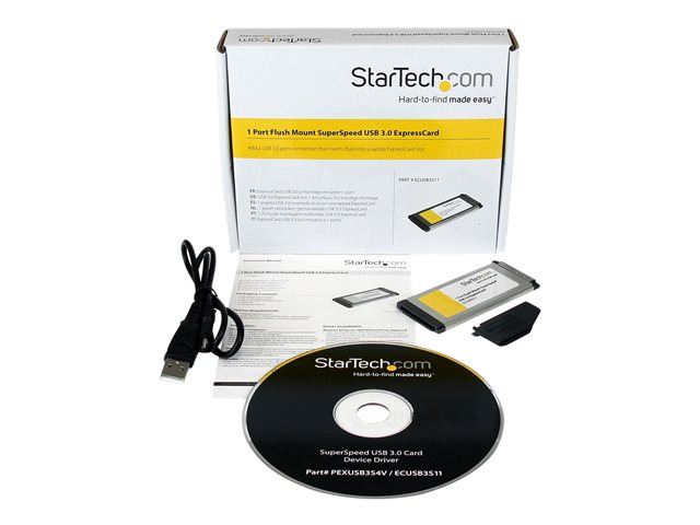 StarTech.com 1 Port Flush Mount ExpressCard SuperSpeed USB 3.0 Card Adapter with UASP Support - ExpressCard USB 3.0 Adapter (ECUSB3S11) - USB adapter - ExpressCard - USB 3.0 - for P/N: ST3300G3UA, ST3300GU3B, ST4300U3C1, ST4300U3C1B, ST7300U3M, ST7300USB3B, USB3S2SAT3CB