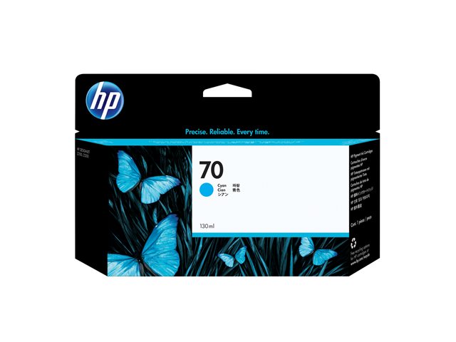 HP 70 - 130 ml - cyan - original - DesignJet - ink cartridge - for DesignJet HD Pro MFP, T120, Z2100, Z3100, Z3100ps, Z3200, Z3200ps, Z5200, Z5400