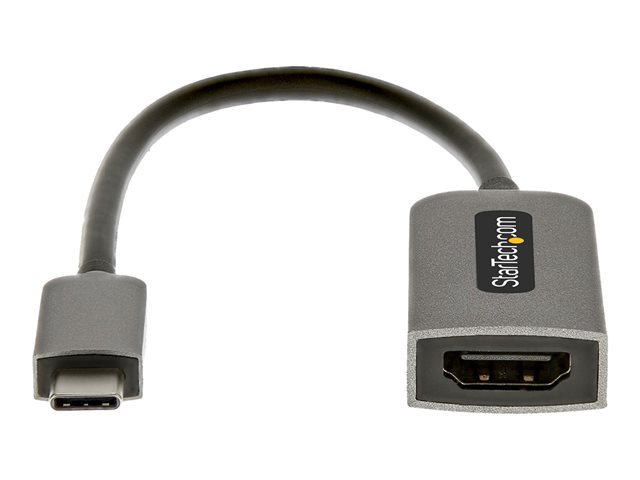 StarTech.com USB C to HDMI Adapter, 4K 60Hz UHD Video, HDR10, USB-C to HDMI 2.0b Adapter Dongle, USB Type-C DP Alt Mode to HDMI Monitor/Display/Projector, USB C to HDMI Converter, M/F - Thunderbolt 3 Compatible - Adapter - 24 pin USB-C male to HDMI female - 13 cm - space grey - 4K60Hz (3840 x 2160) support, active