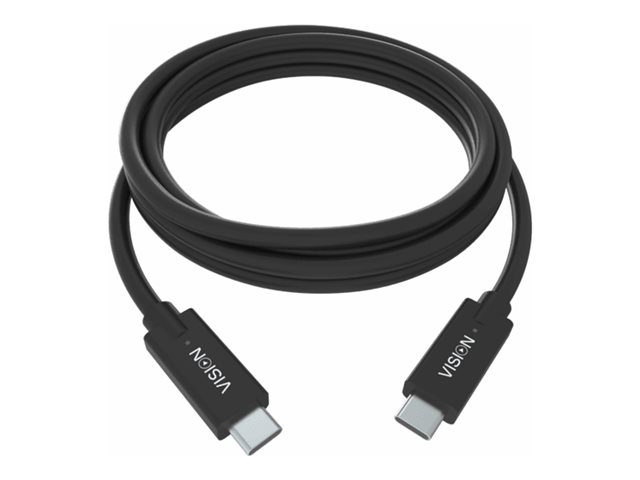 VISION Professional installation-grade USB-C cable - LIFETIME WARRANTY - USB 3.2 Gen 1 10 Gbps - supports 5A charging current - USB-C 3.2 (M) to USB-C 3.2 (M) - outer diameter 5 mm - 32+24 AWG - 1 m - black