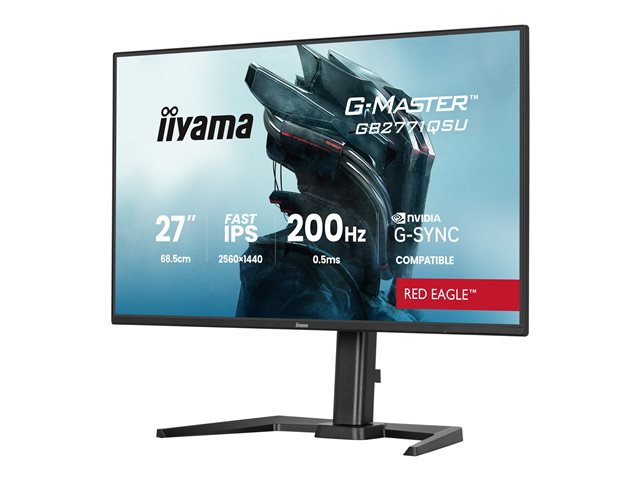 27\"WIDE LCD, G-Master Red Eagle, 2560 x 1440, QHD 200 Hz Fast IPS panel, LED Bl., USB-Hub (2xOut v3.2 + 2xUSB-C(5 Watt)), Pivot, Height Adjust.(15cm), 350 cd/m², 1200:1 Static Contrast, 80.000.000:1 ACR, Speakers, DisplayPort(G-SYNC Compatible, Max 2