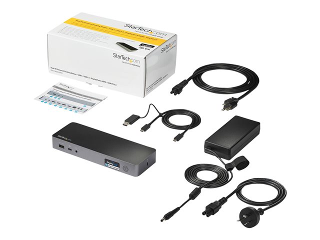 StarTech.com USB-C & USB-A Dock, Hybrid Universal Laptop Docking Station with Dual Monitor Display 4K 60Hz HDMI & DisplayPort, 60W Power Delivery, Gigabit Ethernet, Windows, Mac Chrome - 4K USB Type-C Dock (DK30C2DPPDUE) - Docking station - USB-C - 2 x HDMI, 2 x DP - 1GbE