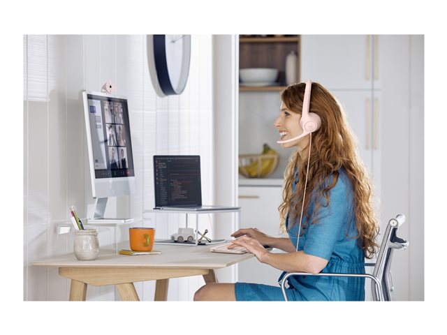 Logitech H390 - Headset - on-ear - wired - USB-A - rose