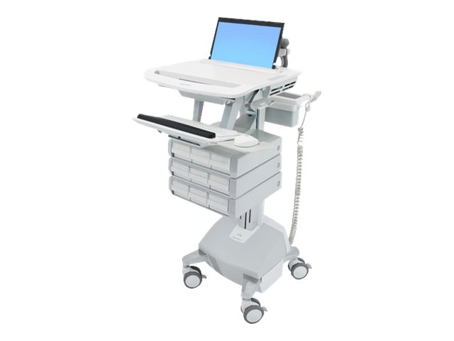 Ergotron StyleView - Cart - open architecture - for notebook / keyboard / mouse - medical - aluminium, zinc-plated steel, high-grade plastic - grey, white, polished aluminium - screen size: 17.3\" wide - output: AC 230 V - 40 Ah - lithium iron phosphate - TAA Compliant