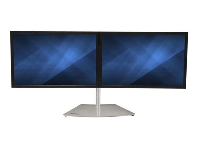 StarTech.com Dual Monitor Stand, Ergonomic Free Standing Dual Monitor Desktop Stand for two 24\" VESA Mount Displays, Synchronized Height Adjustable, Double Monitor Pole Mount, Silver - Double Monitor Holder (ARMDUOSS) - Stand - for 2 monitors - plastic, aluminium, steel - black, silver - screen size: 24\" - desktop