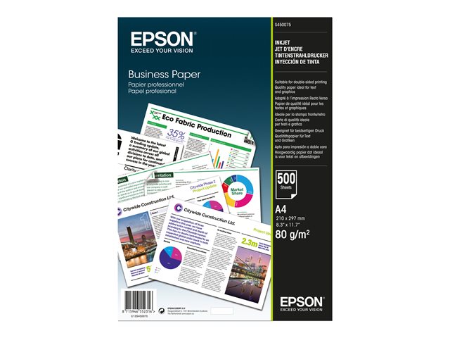 Epson Business Paper - A4 (210 x 297 mm) - 80 g/m² - 500 sheet(s) plain paper - for EcoTank ET-2850, 2851, 2856, 4850, L6460, L6490, WorkForce Pro RIPS WF-C879, WF-C5790