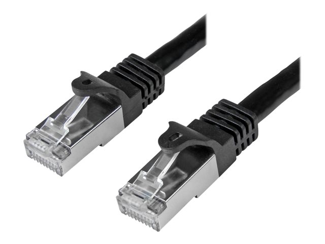 StarTech.com 3m CAT6 Ethernet Cable, 10 Gigabit Shielded Snagless RJ45 100W PoE Patch Cord, CAT 6 10GbE SFTP Network Cable w/Strain Relief, Black, Fluke Tested/Wiring is UL Certified/TIA - Category 6 - 26AWG (N6SPAT3MBK) - Patch cable - RJ-45 (M) to RJ-45 (M) - 3 m - SFTP - CAT 6 - molded, snagless - black