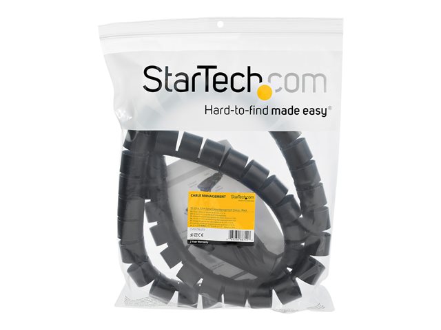 StarTech.com 1.5m (4.9ft) Cable Management Sleeve - Spiral - 1.8\" (45mm) Diameter - W/ Cable Loading Tool (CMSCOILED3) - Cable sleeving kit - black - 1.5 m