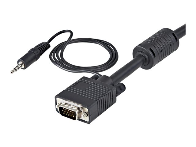 StarTech.com 5m Coax High Resolution Monitor VGA Video Cable with Audio - VGA cable - HD-15 (VGA), mini-phone stereo 3.5 mm (M) to HD-15 (VGA), mini-phone stereo 3.5 mm (M) - 5 m - molded, thumbscrews - black