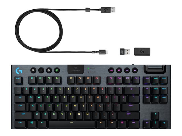 Logitech G G915 TKL - Keyboard - backlit - wireless - USB, Bluetooth, 2.4 GHz - key switch: GL Clicky - carbon