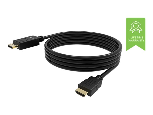 VISION Professional installation-grade DisplayPort to HDMI cable - LIFETIME WARRANTY - 4K 60Hz - DP version 1.3 - gold connectors - HDMI 2.0 supports hotplug - DP (M) to HDMI (M) - outer diameter 6.0 mm - 30 AWG - 2 m - black