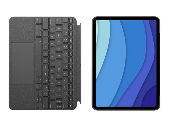 Logitech Combo Touch - Keyboard and folio case - with trackpad - backlit - Apple Smart connector - AZERTY - French - oxford grey - for Apple 12.9-inch iPad Pro (5th generation)