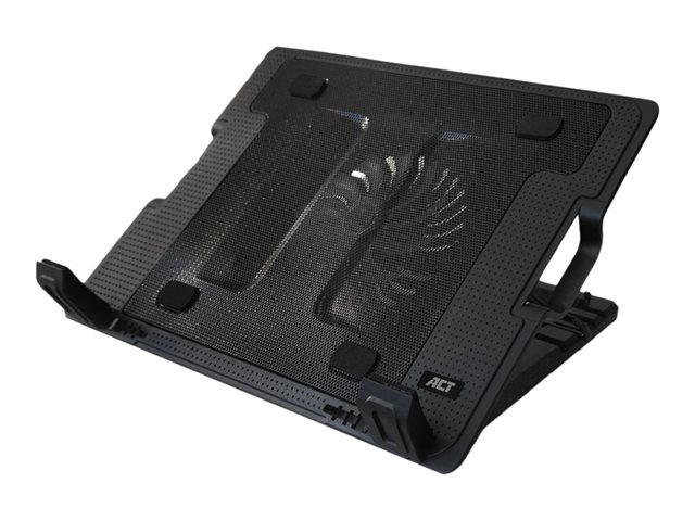 Notebookstandaard - met koelventilator, USB 2.0-hub met 2 poorten - 12\" - 17\" - 125 mm - zwart